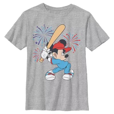 Boys 6-20 Disney's Mickey Mouse Baseball And Fireworks Americana Graphic Tee