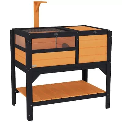 PawHut Tortoise Habitat Enclosure for Indoor W/ Shelf, Tray