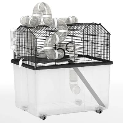 PawHut 2 tier Hamster Cage with 12inch Deep Tray, 23inch x 17inch x 22inch