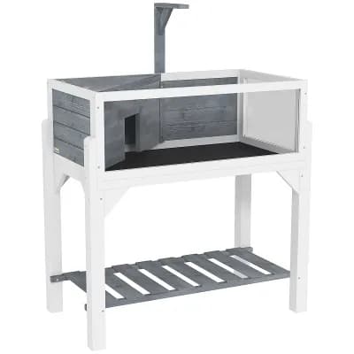 PawHut Tortoise Habitat with Storage Shelf, Wooden Tortoise Enclosure