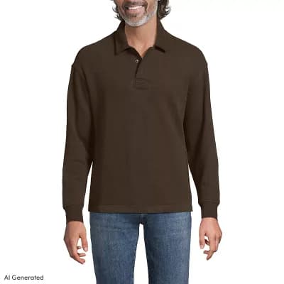 Men's Lands' End Serious Sweats Rugby Polo