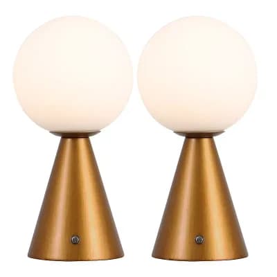 11.75" Globe Rechargeable/Cordless Dimmable Integrated LED Table Lamp with Touch Sensor (Set of 2)