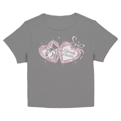 Juniors' Disney's Minnie Mouse Howdy Darling Heart Locket Graphic Baby Tee