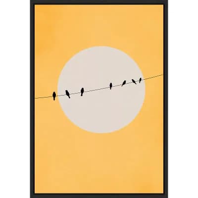 Chirping and Chilling by Eins Kubistika Framed Canvas Wall Art Print