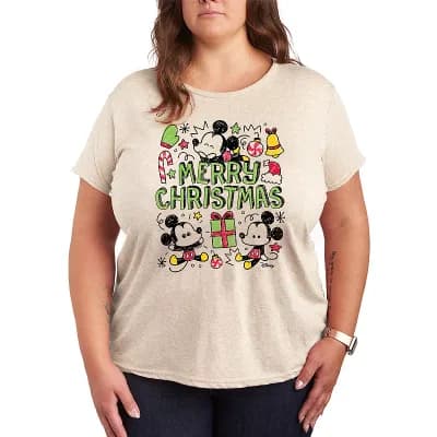 Plus Size Disney's Mickey Mouse Merry Christmas Graphic Tee