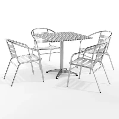 Flash Furniture 31.5" Square Aluminum Indoor-Outdoor Table Set with 4 Slat Back Chairs