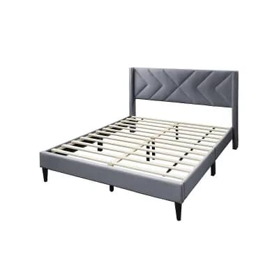 Reno Bed, Modern X Channel Tufted Velvet Upholstery