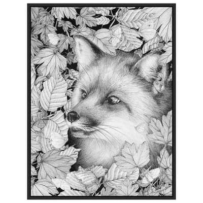 Fox and Forest by Ec Mazur Framed Canvas Wall Art Print