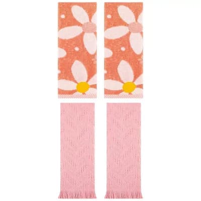 4 pc Floral and jacquard Pattern Pure Cotton Soft Absorbent Decorative Hand Towels 13"x29"