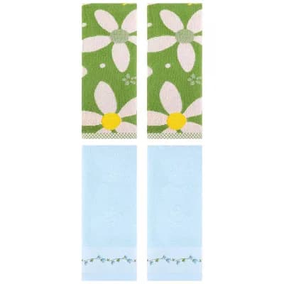 4 pc Floral Pattern Soft Absorbent Decorative Hand Towels for Bathroom, Hotel, Spa and Gym 13"x29"
