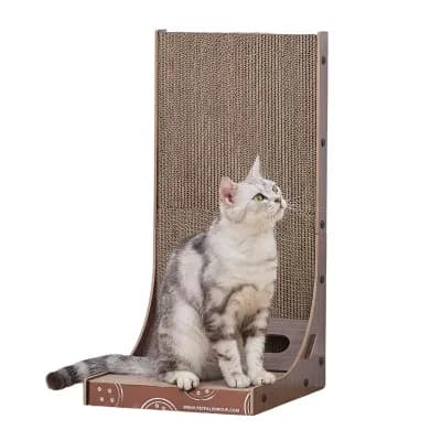 PetPals® Poly Angled Cat Scratcher with Replaceable Corrugated Inserts, Rattan Toys