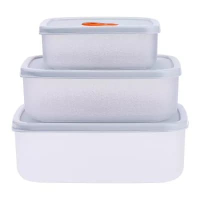 3 Pack Plastic Meal Prep Food Storage Containers with Lids, Reusable Stackable Lunch Box Rectangle