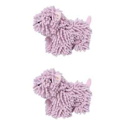 2 pc Chenille Towels Dog Shape, Cute Cartoon Absorbent Decorative Fuzzy Ball Hanging Towel 8"x10"