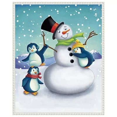 Joyful Snowman by Josefina Framed Canvas Wall Art Print