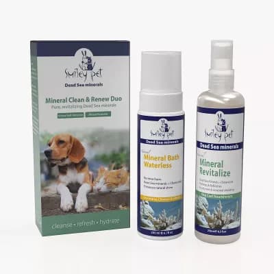 Smiley Pet Waterless Mineral Bath Foam & Revitalizing Leave in Spray Set for Pets