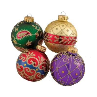 2.55" Imperial Design Glass Ball Ornaments, 4 pc Box Set