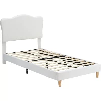 Solid Wood Platform Bed Frame, No Headboard with Wood Slat Support, No Box Spring Needed