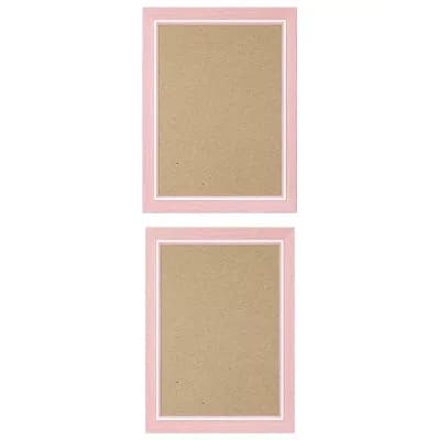 2 pc Distressed Wood Grain Photo Frame for Wall Mounting Display 5"x7"&6"x8" Pink