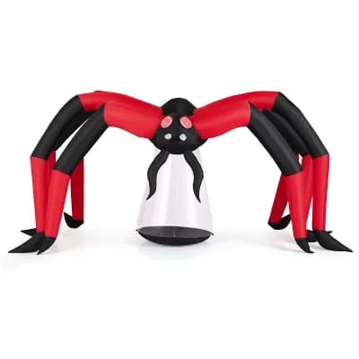 Costway 5 FT Halloween Inflatable Spider with Red Tunnel Light Eyes Ground Stakes for Lawn