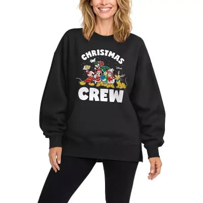 Women's Disney Christmas Crew Oversized Fleece Crew Sweatshirt