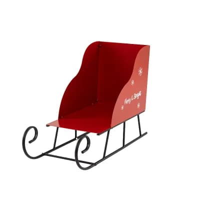 Costway Metal Christmas Santa Sleigh Basket Festive Decorative Sleigh Cart Holiday
