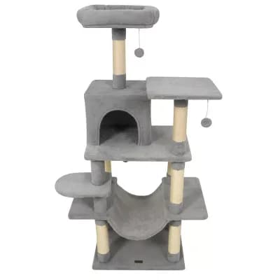 58 Inch Multi Level Cat Tower with Padded Top Perch and 22 by 18 Inch Base