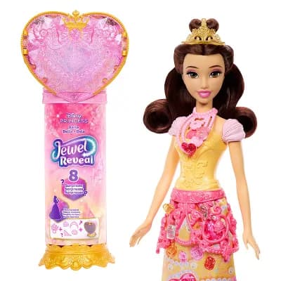 Disney Princess Jewel Reveal Belle Fashion Doll w/ 8 Surprises & Gem Box