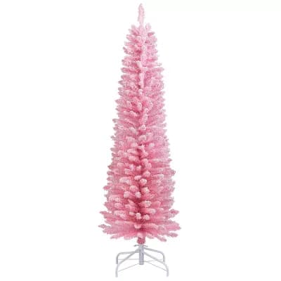 Costway 5/6 FT Artificial Christmas Tree with 328/460 Branch Tips & Folding Metal Stand for Home