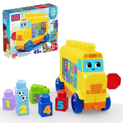 Mega Bloks First Builders Build & Count Bus Block Toy 45 pc