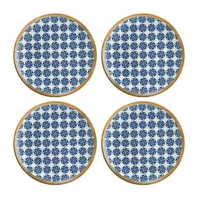 Calif dia.10" Round Decorated Porcelain Plate (Set of 4)