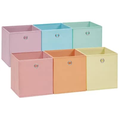 Set of 6 Foldable Storage Bins with Handles for Shelves, Closets, and Home Organization