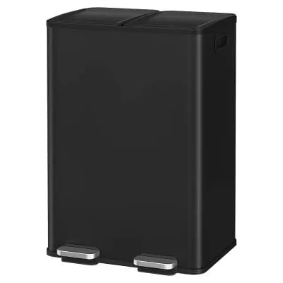 Modern 14-Gallon Trash Can with Dual Removable Liners and Soft-Close Lid