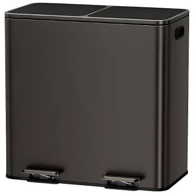 Dual Compartment Kitchen Trash Can 2 x 10.6 Gallon with Foot Pedal & Removable Buckets