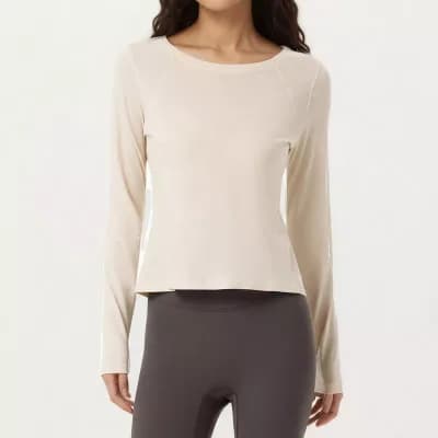 Women's Long Sleeve Active Top with Soft Stretch Fabric Crew Neckline