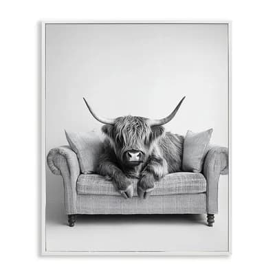 Stupell Home Decor Highland Cattle on Couch Wall Art