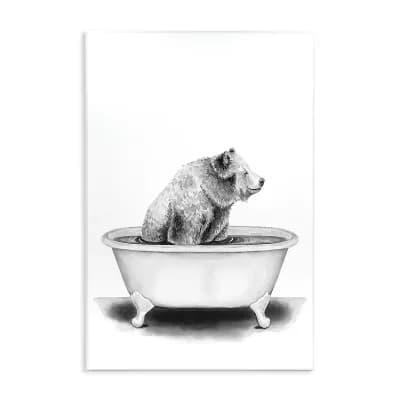Stupell Home Decor Bear In Tub Rustic Bathroom Wall Art