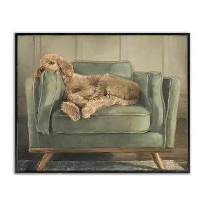 Stupell Home Decor Labradoodle Lounging on Sofa Wall Art