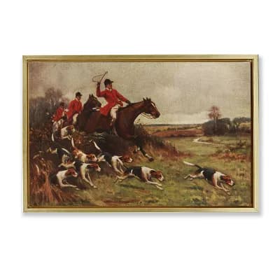 Stupell Home Decor Hunting Dogs in Countryside Framed Floating Canvas Wall Art
