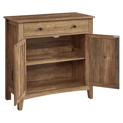 Sideboard Buffet Cabinet with Barn Doors and Adjustable Shelves Honey Brown Finish