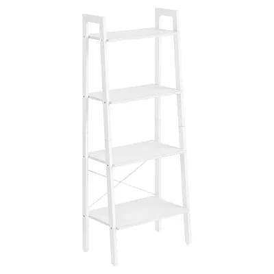 Maple White Ladder Shelf, 4 Shelves, Space-Saving Design for Bedroom and Balcony