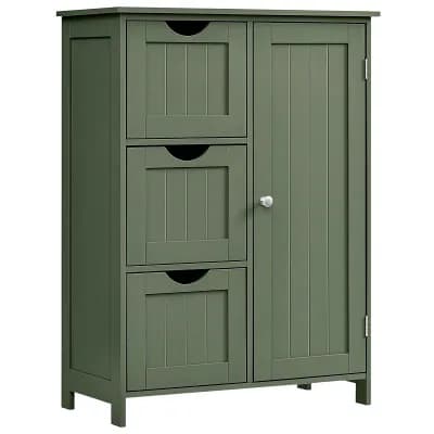 Forest Green Beadboard Style Bathroom Floor Cabinet with Adjustable Shelf