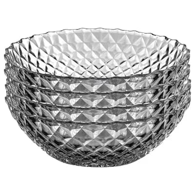 Set of 4 Clear Glass Side Bowls with Diamond Texture for Snacks, Sauces and Small Portions