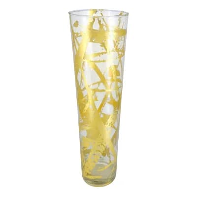 20" Gold Conical Glass Vase for Floral Arrangements or Candle Display