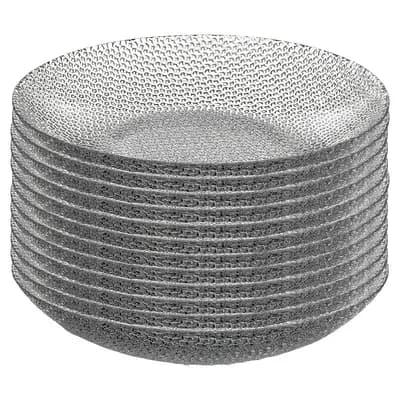 Textured Pebble-Style Clear Glass Soup Plates, 8-Inch Round Set of 12 for Everyday Dining