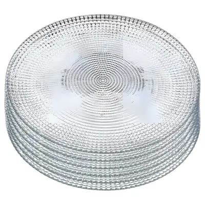 Gilded Glass Dinner Plates Set of 6, Silver Swirl Design, 10.75-Inch Round Plates for Dining