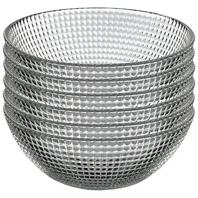 Set of 6 Clear Glass Side Bowls with Swirl Pattern for Snacks and Small Servings