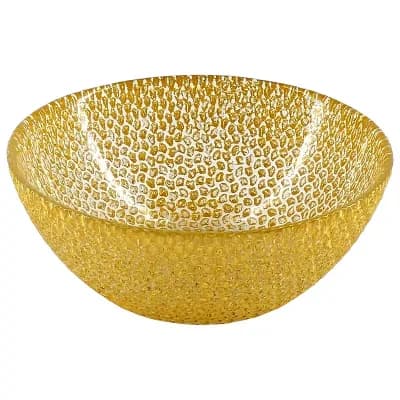 1 pc Round Gold Glass Bowl with Pebble Design for Condiments, Sauces and Snacks