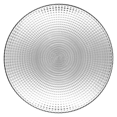1 pc Clear Glass Soup Plate 8-Inch Round with Swirl Pattern and Beaded Detail