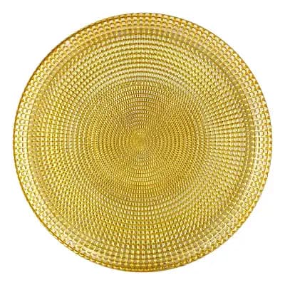 Gilded Glass Dinner Plate in Gold, 10.75-Inch Round Serving Plate 1 pc