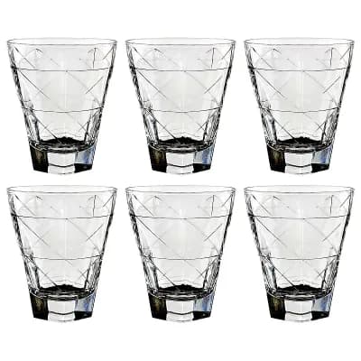 Clear Glass Tumbler Set 6-Pack Diamond Pattern Drinking Glasses